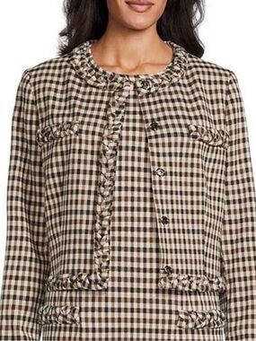 NWT Preston & York Marcia Coordinating Novelty Plaid Crew Neck Jacket Size 6
